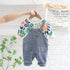 Two Piece Set Of Letter Bottoming And Casual Denim Suspenders
